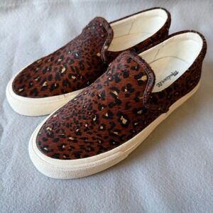 Madewell Sidewalk Slip-On Sneaker Leopard Calf Hair Animal Print MA519 Brown 7.5